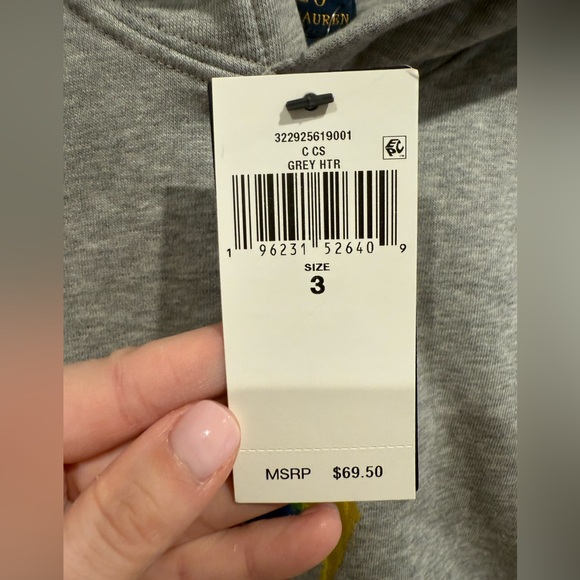 NWT Polo Ralph Lauren toddler Logo Rainbow Print Sweatshirt Size 3 Gray Hoodie - Picture 2 of 7